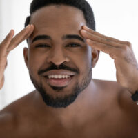Head,Shot,Portrait,Smiling,African,American,Young,Man,With,Naked